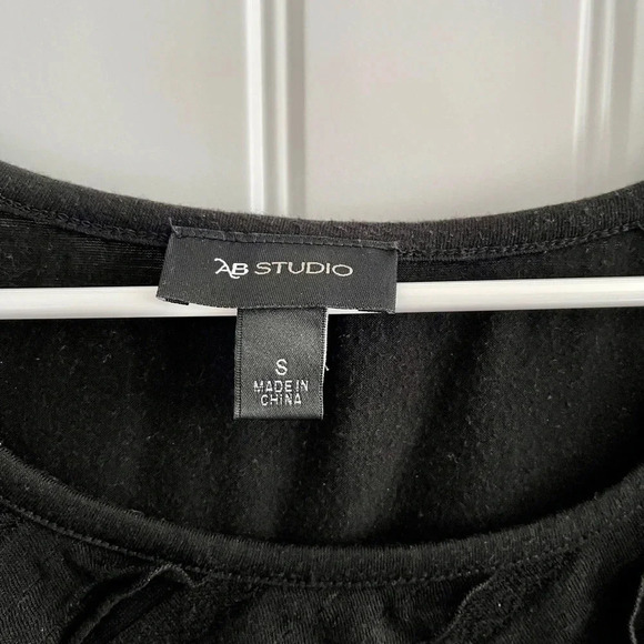 AB Studio Black Flutter Sleeve Ruffle Front Top - Picture 4 of 5